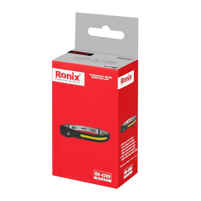 چراغ پیشانی دو کاره 350 لومن شارژی با حسگر حرکتی کد RH 4289 مدل رونیکس